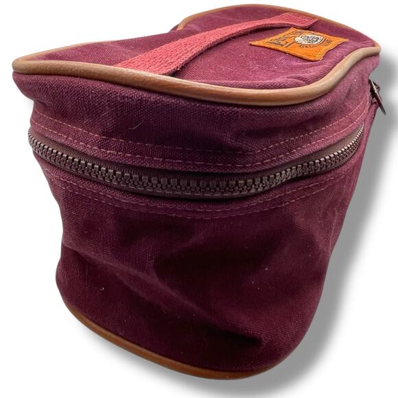 Vintage Lands End Square Rigger Canvas Toiletry Bag Shaving Dopp Kit Maroon USA - Picture 3 of 13